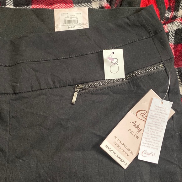 NWT Candies Womens Medium Audrey Fit Pull On Elastic waist Black Dress Pants - Picture 3 of 6
